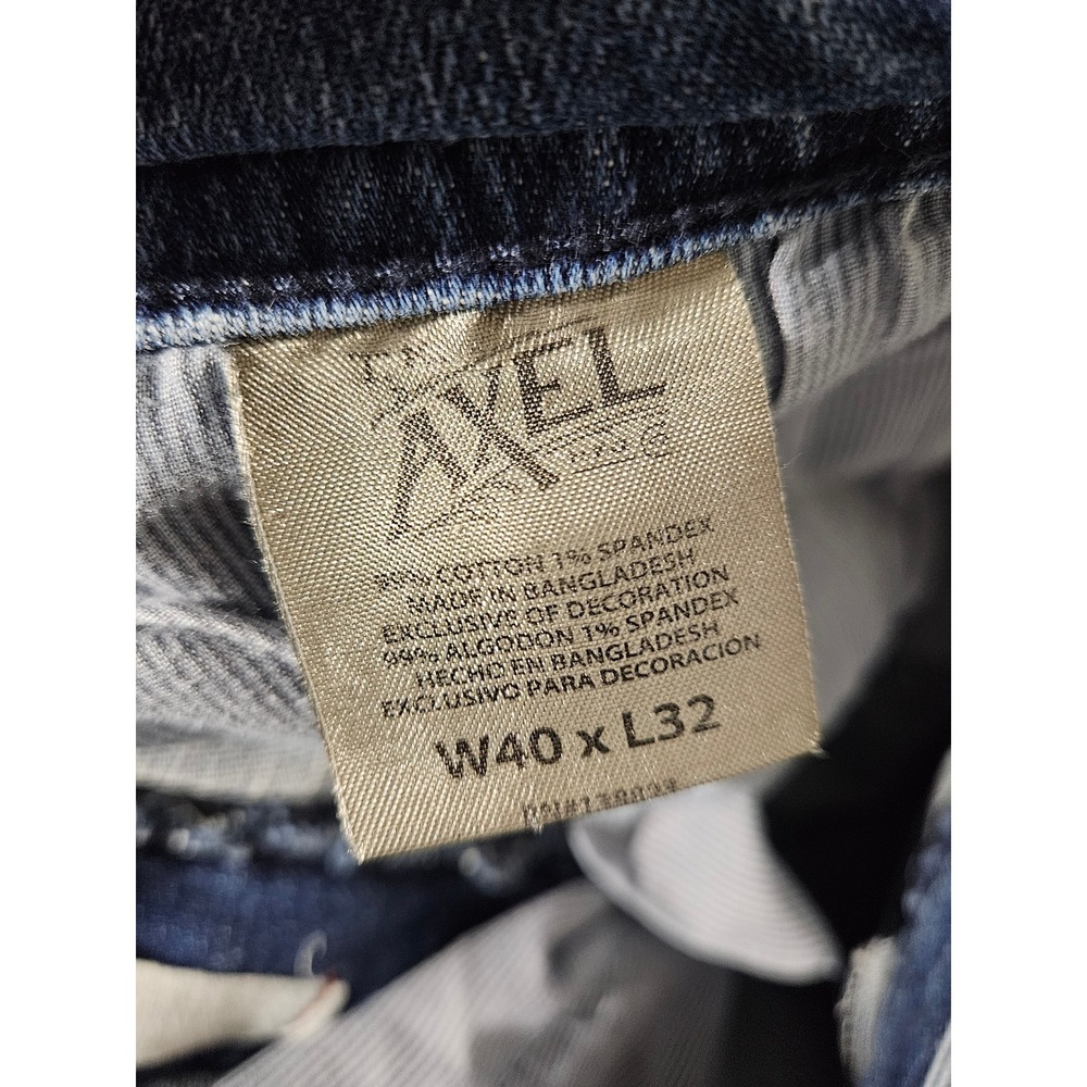 TK Axel Slim Boot Jeans Men Blue Denim 40x32 Stretch Embroidered Pockets - Picture 6 of 6